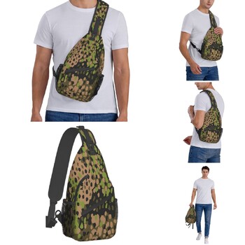 WW2 SS Erbsentarn Camouflage Crossbody Sling Bag SmallChest Bag Camo Армейска раница през рамо Дневна раница за пътуване Туризъм Къмпинг