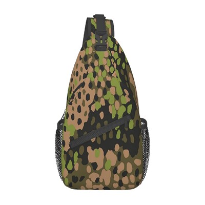 WW2 SS Erbsentarn Camouflage Crossbody Sling Bag SmallChest Bag Camo Armijas plecu mugursoma dienassoma ceļojumiem pārgājieniem kempingā