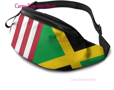 Jamaica lipu vöökott kõrvaklappide avaga rihmakotiga, reguleeritava taskuga, moodne puusakott naistele meestele lastele