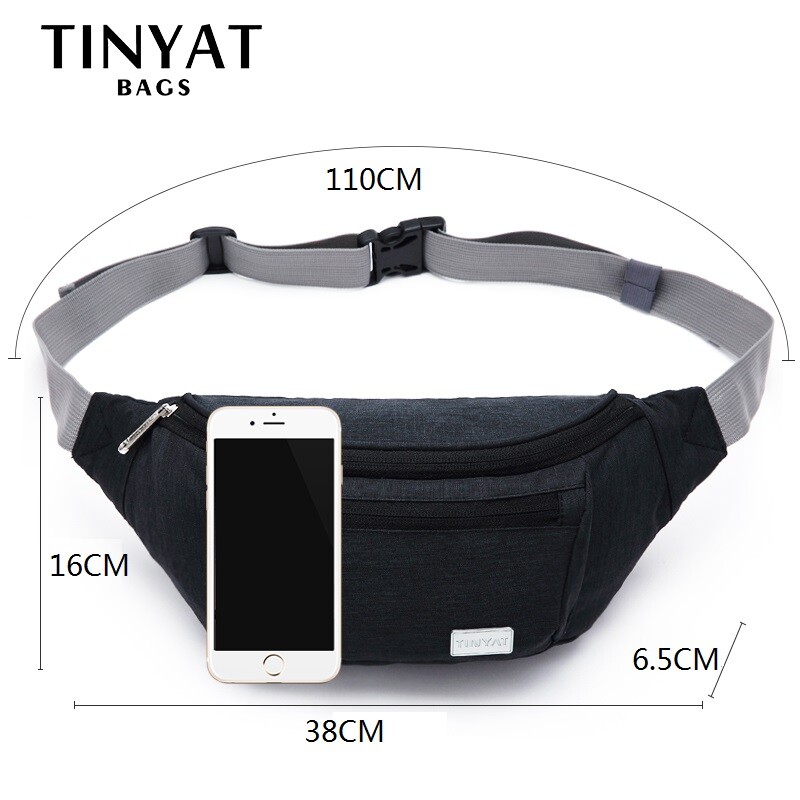 TINYAT deréktáska csomag férfiaknak utazó telefon övtáska, férfi női vállból keresztezett vászon banántáska uniszex alkalmi csípőtáska