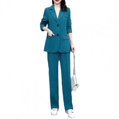 Set pantaloni blazer pentru femei 2024 Costum pantalon formal pentru birou Cardigan subțire Temperament Set de pantaloni pentru navetă pentru femei Set de afaceri