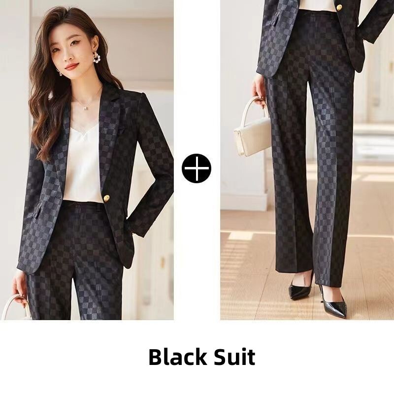 Ženska proljetna jesen Nova modna karirana profesionalna jakna Odgovarajući komplet korejskih elegantnih ležernih sakoa Dvodijelne hlače