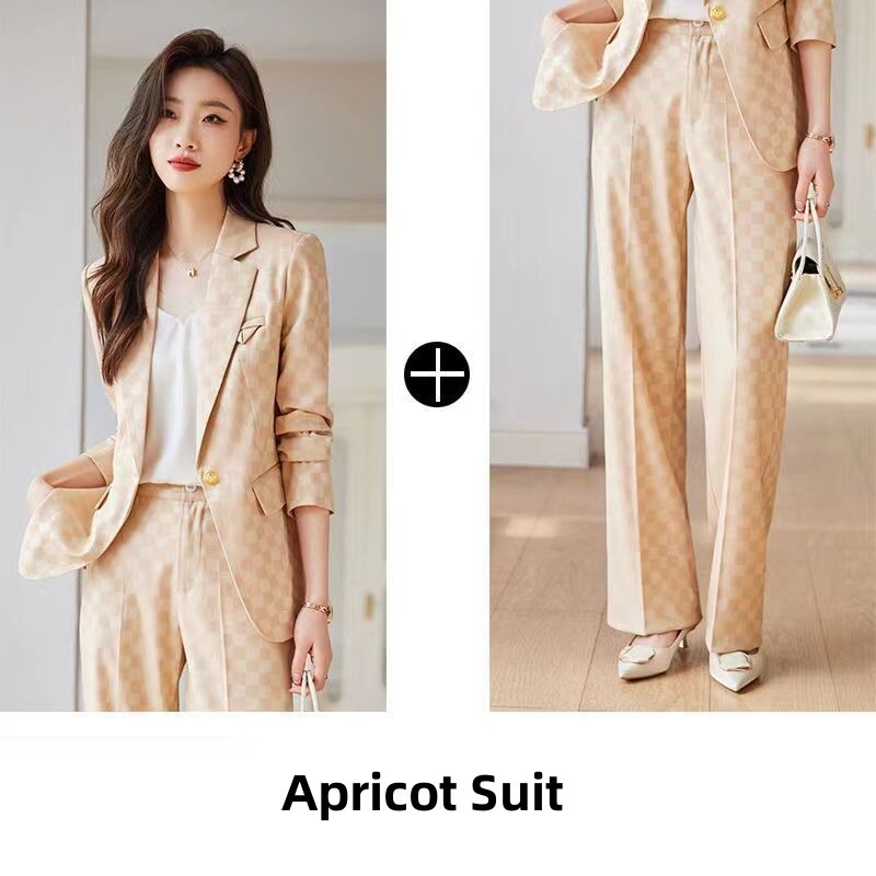 Ženska proljetna jesen Nova modna karirana profesionalna jakna Odgovarajući komplet korejskih elegantnih ležernih sakoa Dvodijelne hlače
