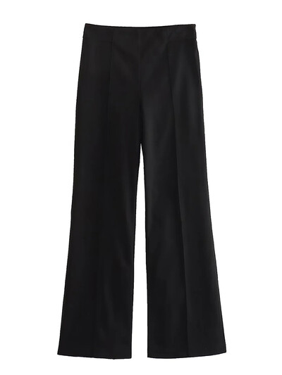 ZBZA női új divatos öltöny Retro hosszú ujjú, ékes nyakú övblézer magas derekú, széles szárú nadrág elegáns irodai öltöny szett