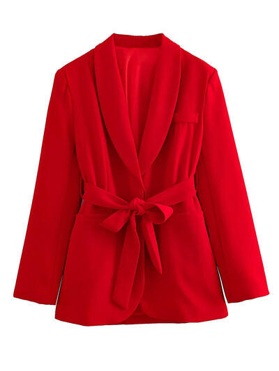 ZBZA női új divatos öltöny Retro hosszú ujjú, ékes nyakú övblézer magas derekú, széles szárú nadrág elegáns irodai öltöny szett