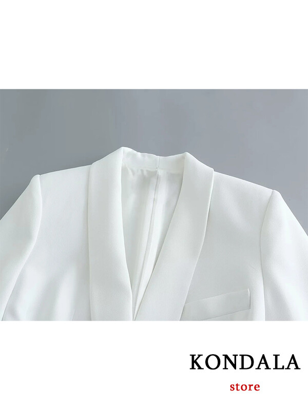 TRAFZA irodai női fehér blézer öltönyök női hosszú ujjú, V nyakú szárnyak blézer+magas derekú, széles szárú hosszú nadrágok, 2024-es divatos készletek