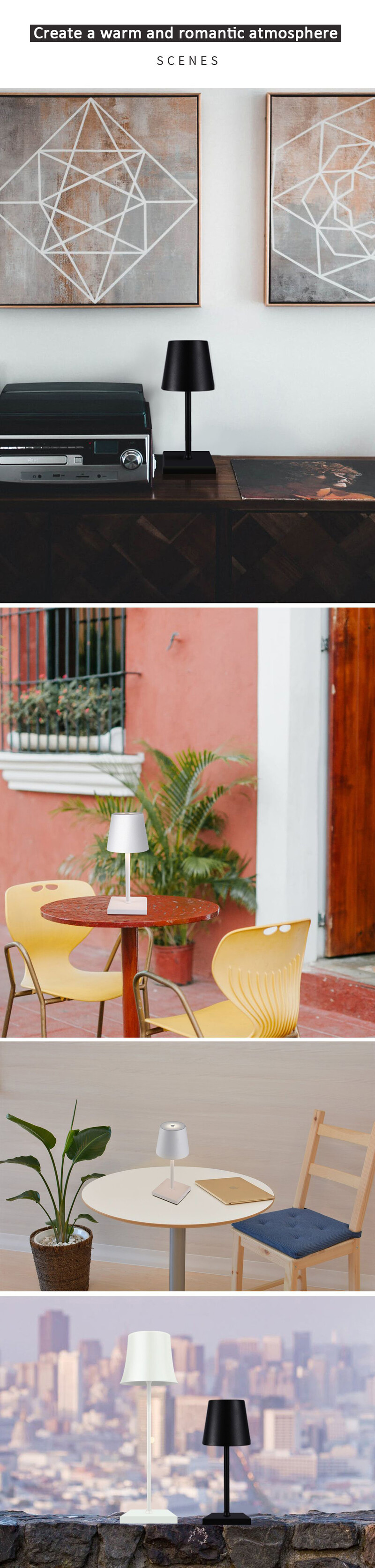 Mini laualamp, 5200 mAh aku IP54, veekindel juhtmeta Pro puutetundlikult hämardatav restorani söögituppa