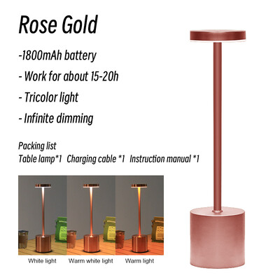 KINSCOTER LED újratölthető érintéses fém asztali lámpa három színű éjjeli lámpa kreatív környezeti fénysáv kültéri dekoráció éjszakai fény