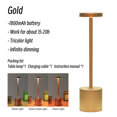 KINSCOTER LED újratölthető érintéses fém asztali lámpa három színű éjjeli lámpa kreatív környezeti fénysáv kültéri dekoráció éjszakai fény