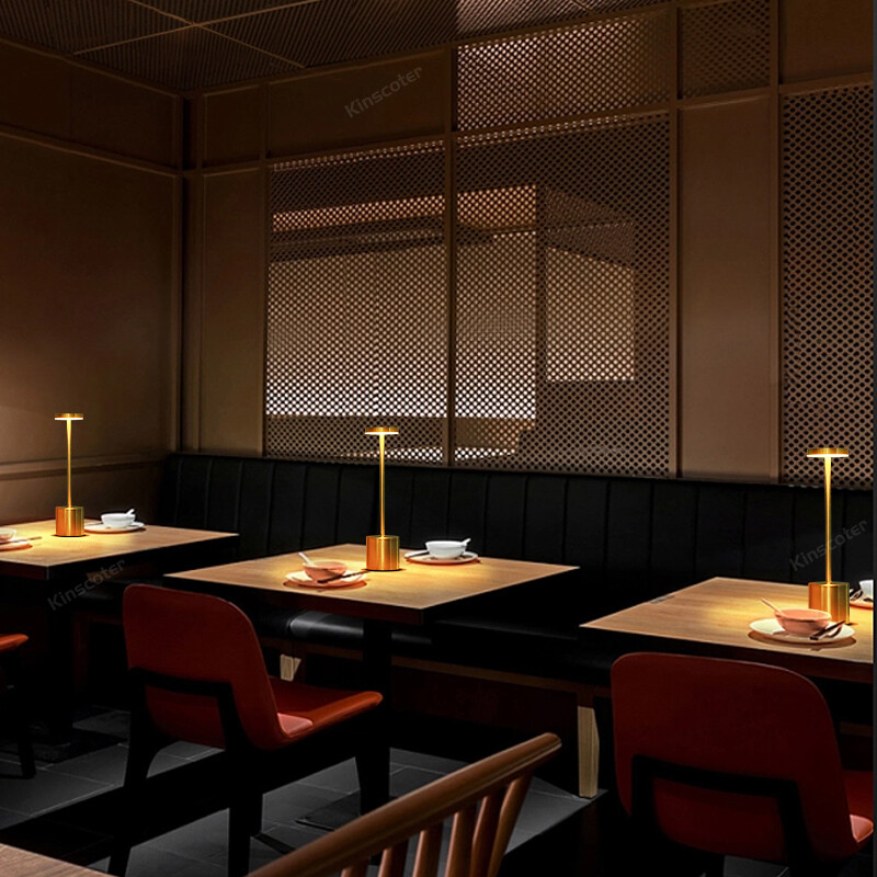 KINSCOTER LED újratölthető érintéses fém asztali lámpa három színű éjjeli lámpa kreatív környezeti fénysáv kültéri dekoráció éjszakai fény