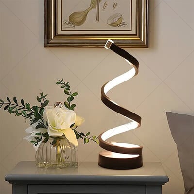 Lampă de birou cu LED, linie spirală modernă, lampă de noptieră cu reglaj Syle, lumină de noapte cu LED creativă pentru dormitor, sufragerie, decorarea casei