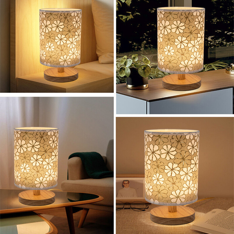 2022 kerek, retro kreatív LED asztali hálószoba Hotel ágy melletti tömörfa, USB csatlakozós lámpa