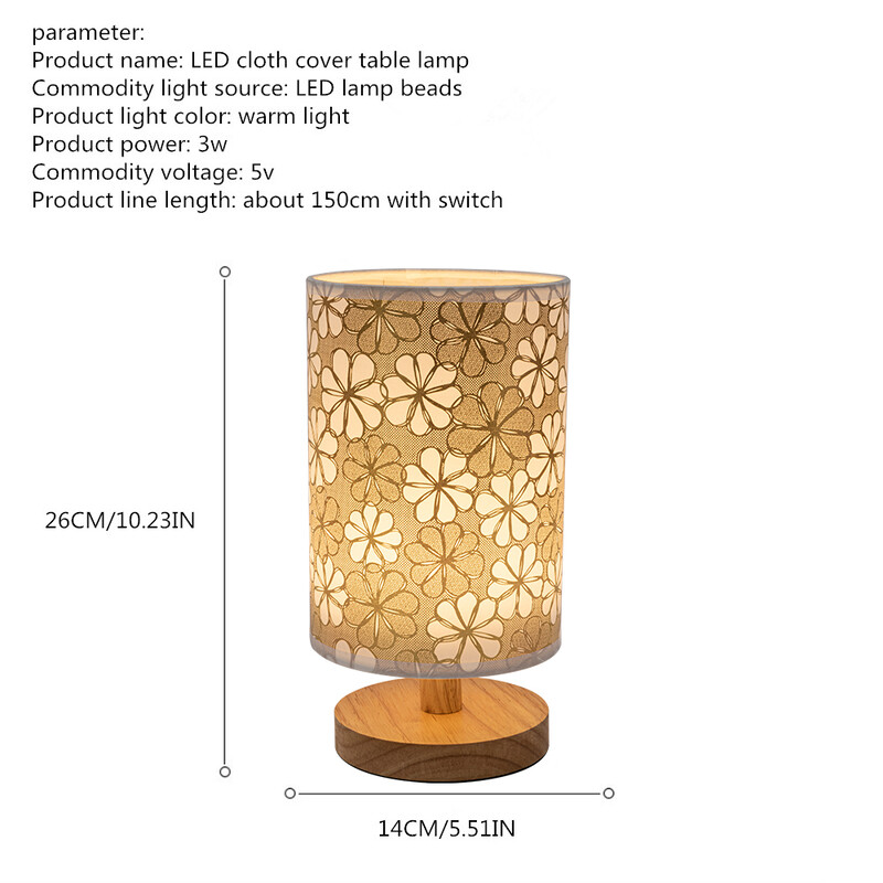 2022 kerek, retro kreatív LED asztali hálószoba Hotel ágy melletti tömörfa, USB csatlakozós lámpa