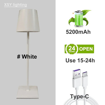 5200mAh bezvadu USB uzlādējama galda lampa Poldina ūdensizturīga pieskāriena slēdža galda lampa guļamistabai viesnīcas viesistabas restorānam