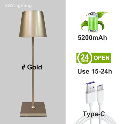 5200mAh bezvadu USB uzlādējama galda lampa Poldina ūdensizturīga pieskāriena slēdža galda lampa guļamistabai viesnīcas viesistabas restorānam
