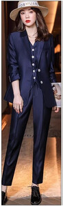 (Blézer+mellény+nadrág) Csúcsminőségű koreai női öltöny szett, egyszínű női öltöny, irodai női öltöny, női esküvői öltöny szett