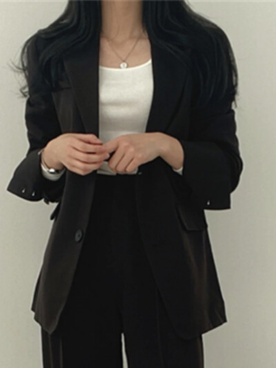 Divatos 2 részes szettek Női ruhák Tavaszi őszi Új koreai nadrágszettek Ingázó Elegáns öltönykabát 2 részes szettek Női kabát