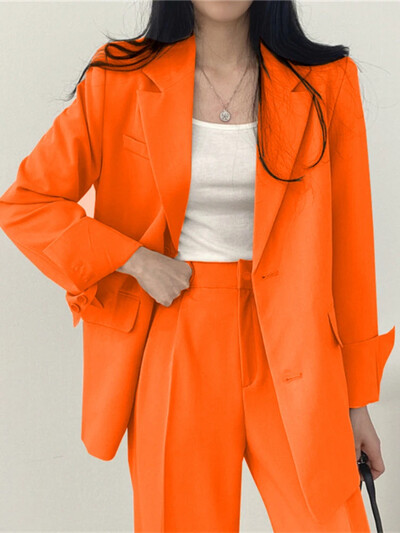 Divatos 2 részes szettek Női ruhák Tavaszi őszi Új koreai nadrágszettek Ingázó Elegáns öltönykabát 2 részes szettek Női kabát