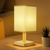 LED-es asztali lámpák Egyszerű kínai stílusú dekorációs lámpa szabályozható USB-dugós éjszakai lámpa szövet lámpabúra hálószoba éjjeli világítás