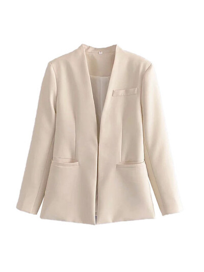 JUPAOPAO2024 Sieviešu modes divu gabalu komplekti TRAF biroja apģērbi bleizeri mētelis un bikses ar augstu jostasvietu. Vienkāršs vienkrāsains uzvalks