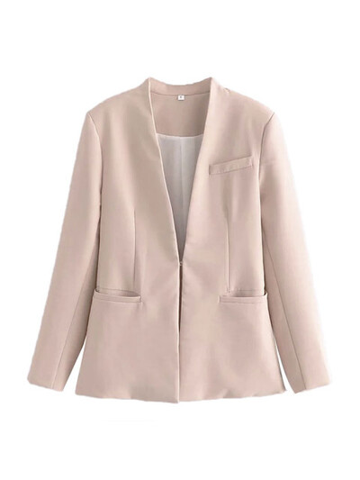 JUPAOPAO2024 Sieviešu modes divu gabalu komplekti TRAF biroja apģērbi bleizeri mētelis un bikses ar augstu jostasvietu. Vienkāršs vienkrāsains uzvalks