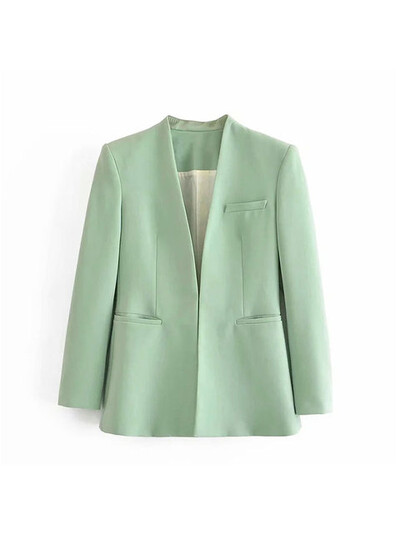 JUPAOPAO2024 Sieviešu modes divu gabalu komplekti TRAF biroja apģērbi bleizeri mētelis un bikses ar augstu jostasvietu. Vienkāršs vienkrāsains uzvalks