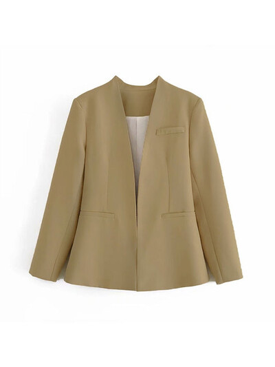 JUPAOPAO2024 Sieviešu modes divu gabalu komplekti TRAF biroja apģērbi bleizeri mētelis un bikses ar augstu jostasvietu. Vienkāršs vienkrāsains uzvalks