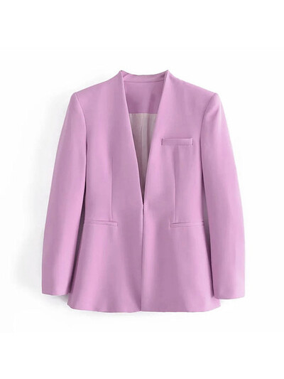 JUPAOPAO2024 Sieviešu modes divu gabalu komplekti TRAF biroja apģērbi bleizeri mētelis un bikses ar augstu jostasvietu. Vienkāršs vienkrāsains uzvalks