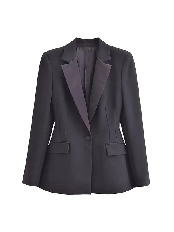 TRAF 2024 női blézer nadrágkosztüm, női fekete, tömör, formális kabát, nadrág, női munkaruha, 2 részes női szett