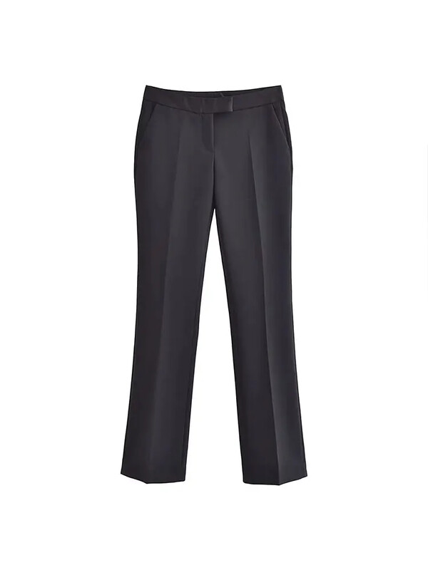 TRAF 2024 női blézer nadrágkosztüm, női fekete, tömör, formális kabát, nadrág, női munkaruha, 2 részes női szett