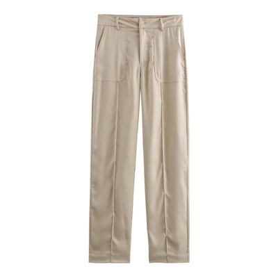 TRAFZA Žensko jesensko dvodijelno odijelo, ležerno odijelo na rever, okomiti sako s dva gumba + modno odijelo s patentnim zatvaračem i džepovima visokog struka, duge hlače Mujer