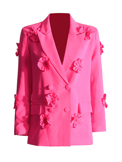 TWOTWINSTYLE Spliced Appliques elegáns szett női hornyolt gallérral, hosszú ujjú blézer flare nadrág temperament öltöny szett női