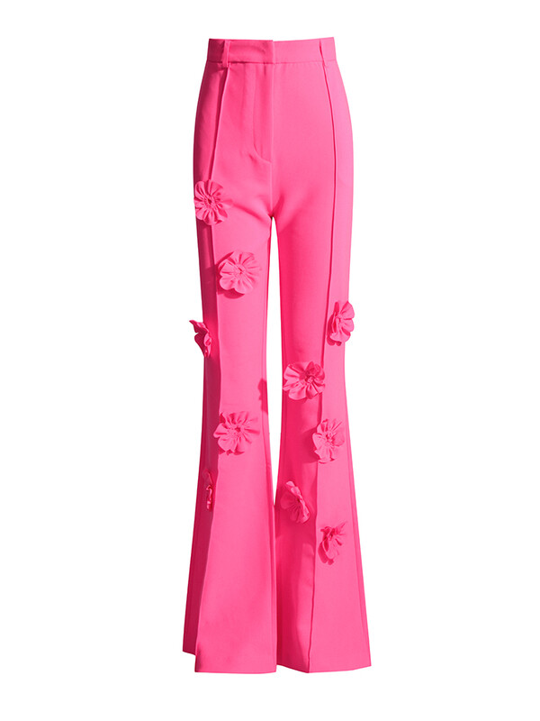 TWOTWINSTYLE Spliced Appliques elegáns szett női hornyolt gallérral, hosszú ujjú blézer flare nadrág temperament öltöny szett női