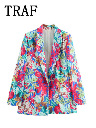 TRAF sieviešu uzvalks, elastīgs viduklis, ikdienas bikšu komplekti sievietēm, 2 dab., modes apdruka, mētelis, jauns divdaļīgs sieviešu komplekts.