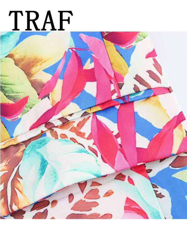 TRAF sieviešu uzvalks, elastīgs viduklis, ikdienas bikšu komplekti sievietēm, 2 dab., modes apdruka, mētelis, jauns divdaļīgs sieviešu komplekts.