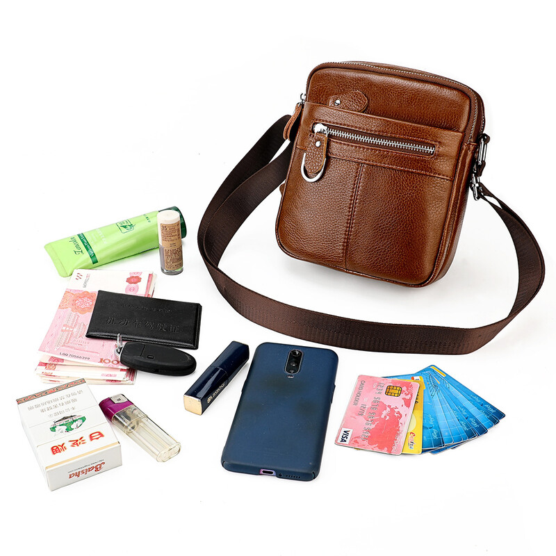 Valódi bőr kis szögletes táska Férfi Crossbody táska Férfi fejpántos Férfi sporttáska kültéri válltáskához Messenger Bag For Rmen