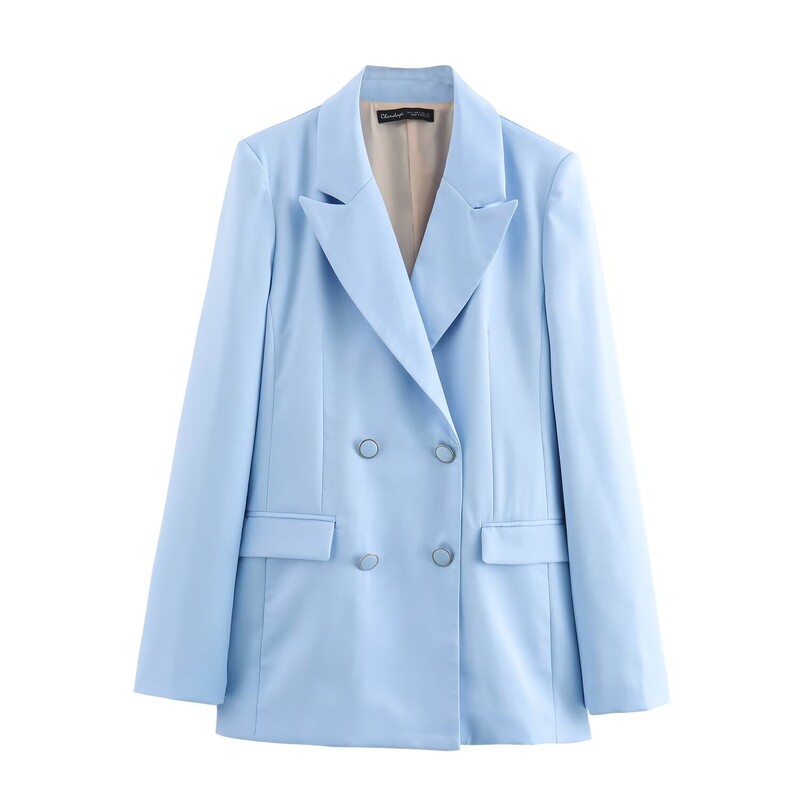 Minimalista duplasoros, hosszú ujjú felső és nadrág szett nőknek derék közepén, alkalmi kis lábú új öltöny dzseki