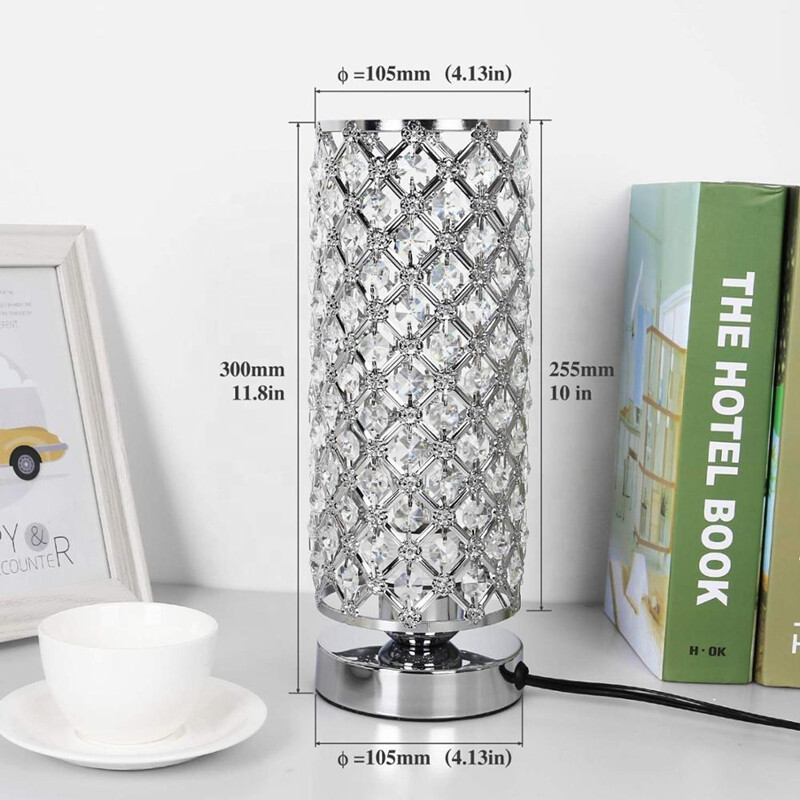 Lampă de masă din cristal Lampă de masă modernă noptieră argintie lampă de birou elegantă decorativă pentru noptieră pentru dormitor