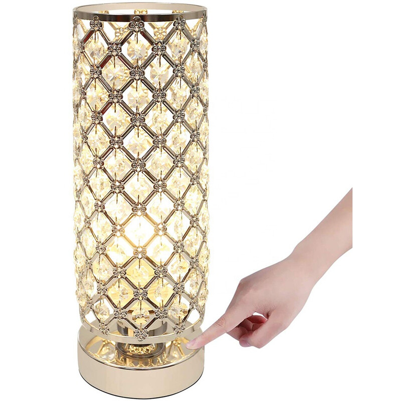 Lampă de masă din cristal Lampă de masă modernă noptieră argintie lampă de birou elegantă decorativă pentru noptieră pentru dormitor