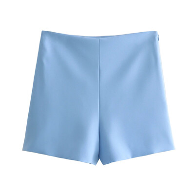 TRAFZA női készletek kék lehajtható gallérral hosszú ujjú zsebek egygombos + derékközép zsebek cipzáras széles szárú nadrág női öltöny