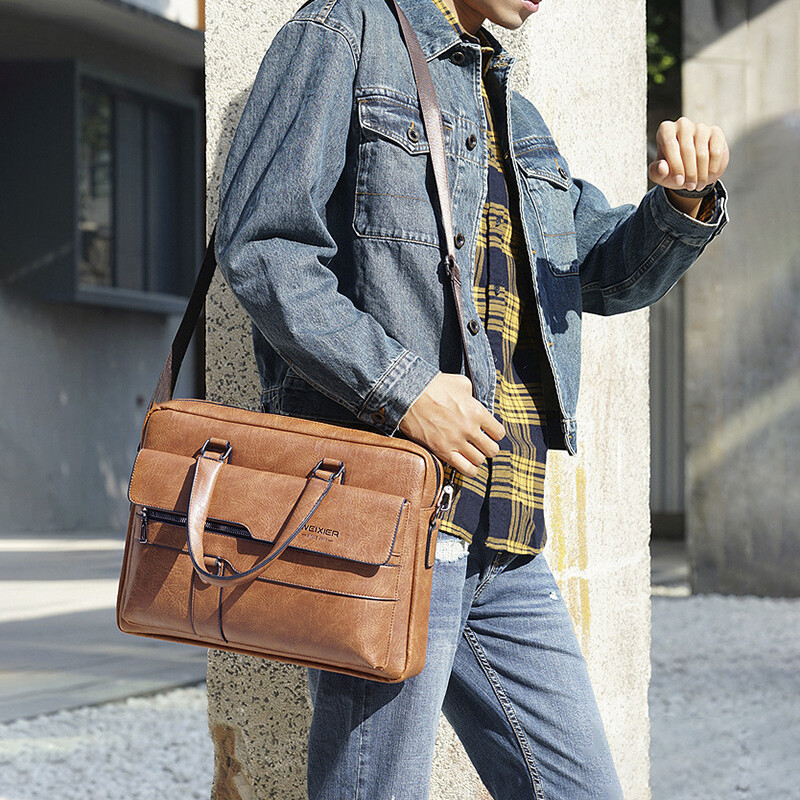Férfi aktatáska táska PU bőr vintage laptop kézitáska számítógép váll üzleti hordtáska messenger táska táska férfi férj