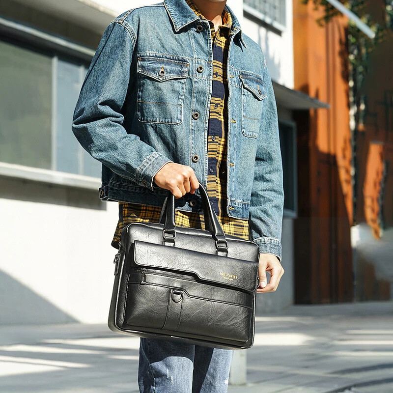 Férfi aktatáska laptop táska PU bőr vintage kézitáskák váll üzleti hordtáska Messenger táskák pénztárcák keresztben férfi
