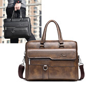 Vīriešu ādas portfelis Advokāta rokassomiņa Luksusa klēpjdators 14 collu pleciem Biznesa biroja darbs Messenger Crossbody sānu dizaina soma