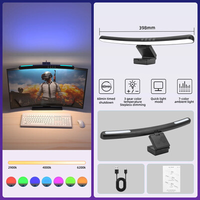 Led monitor lámpák sáv Érintő kapcsoló ívelt RGB képernyő függőlámpa tompított asztali lámpa munkához laptop számítógép LED lámpa
