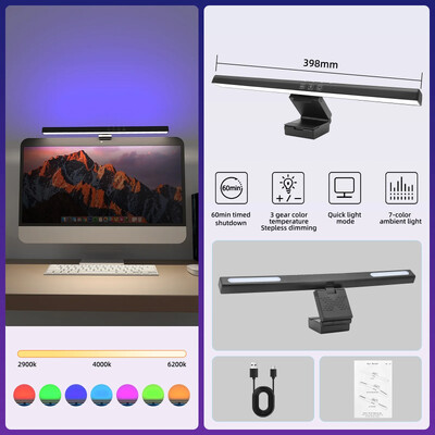 Led monitor lámpák sáv Érintő kapcsoló ívelt RGB képernyő függőlámpa tompított asztali lámpa munkához laptop számítógép LED lámpa