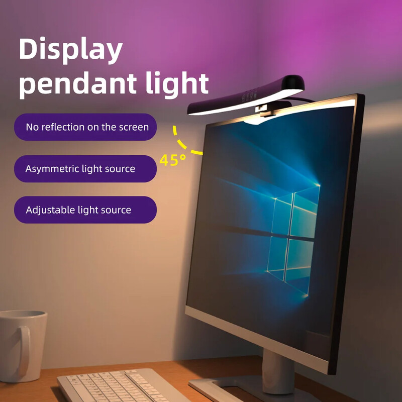 Led monitor lámpák sáv Érintő kapcsoló ívelt RGB képernyő függőlámpa tompított asztali lámpa munkához laptop számítógép LED lámpa