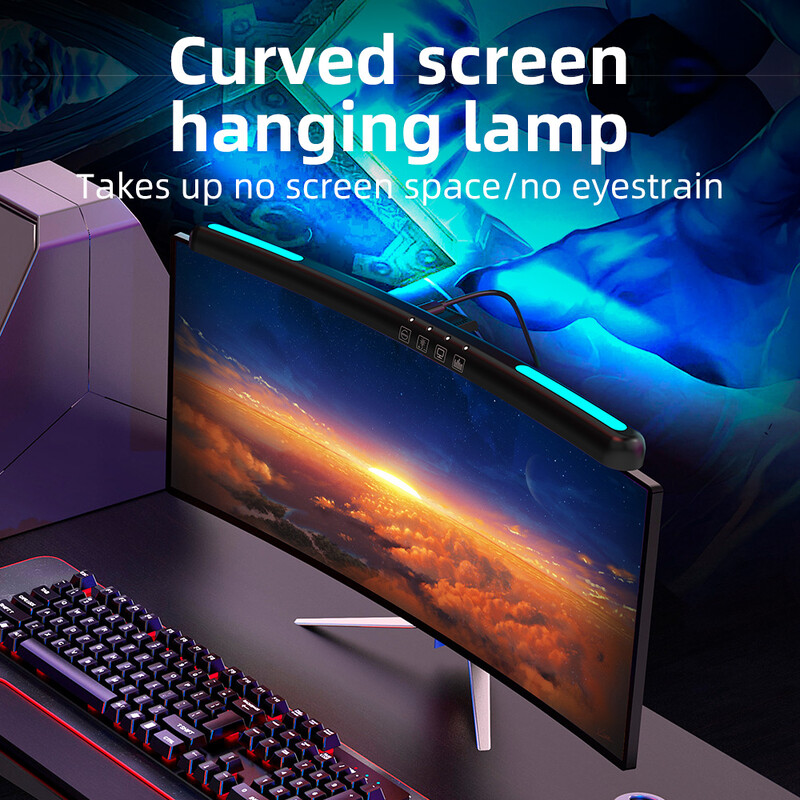 Led monitor lámpák sáv Érintő kapcsoló ívelt RGB képernyő függőlámpa tompított asztali lámpa munkához laptop számítógép LED lámpa