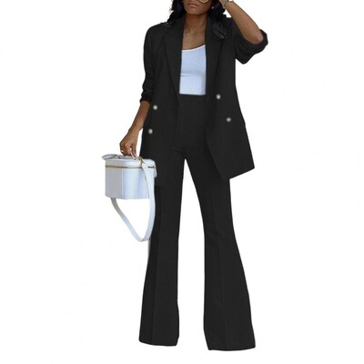 Sieviešu divrindu mētelis Sieviešu biznesa apģērbs Stilīgs sieviešu oficiāls apģērbs braukšanai uz darbu. Divrindu mēteļu bikšu komplekts ar vidusdaļu