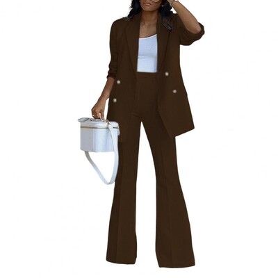 Sieviešu divrindu mētelis Sieviešu biznesa apģērbs Stilīgs sieviešu oficiāls apģērbs braukšanai uz darbu. Divrindu mēteļu bikšu komplekts ar vidusdaļu