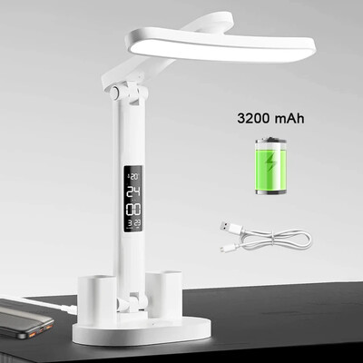 Pulkstenis LED galda lampa USB uzlādējama aptumšojama galda lampas salokāmas acu aizsardzības darbvirsmas mācību galds lasīšanas nakts gaismas lampas
